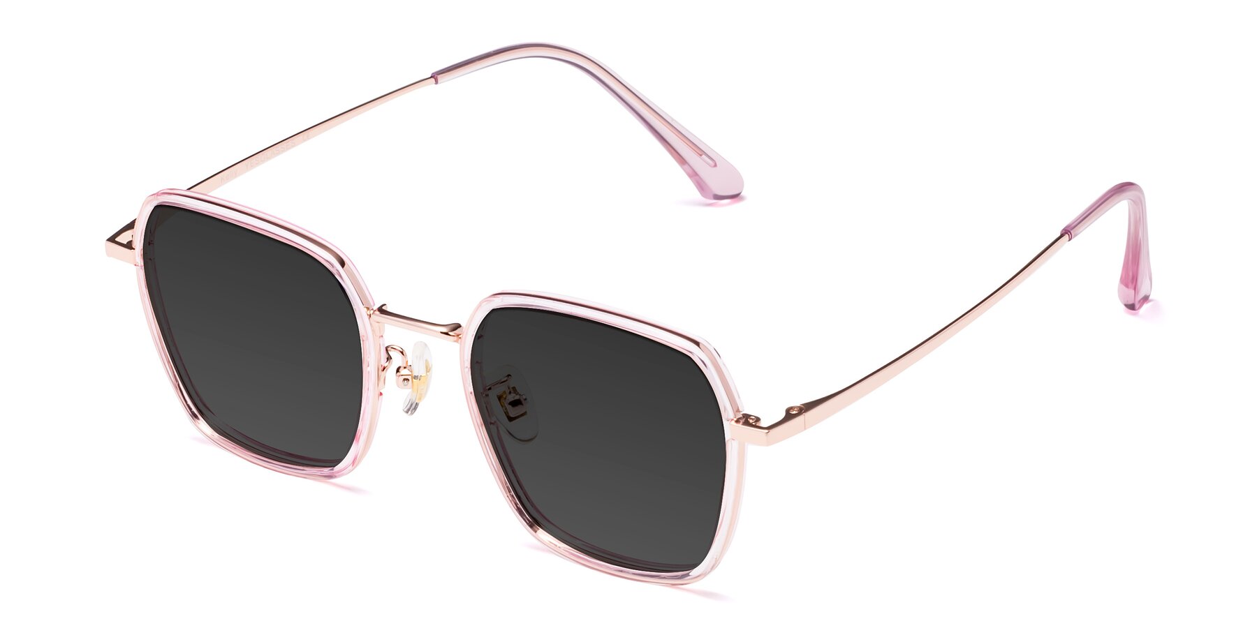 Angle of Kelly in Pink-Rose Gold with Gray Tinted Lenses