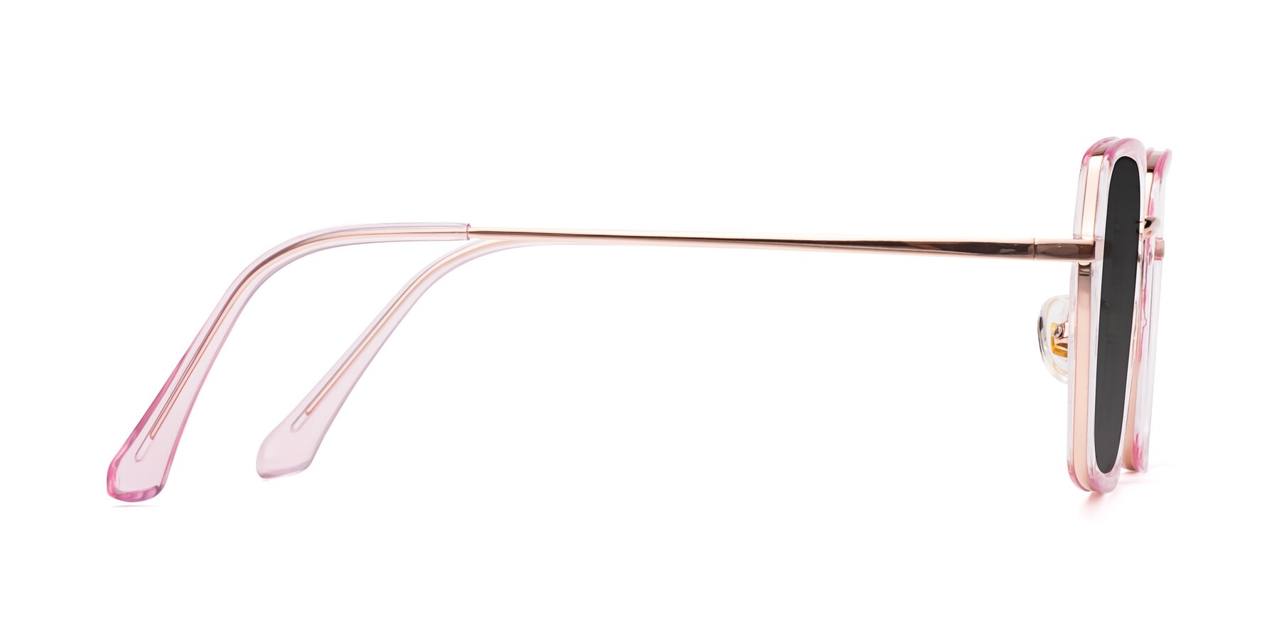 Side of Kelly in Pink-Rose Gold with Gray Tinted Lenses