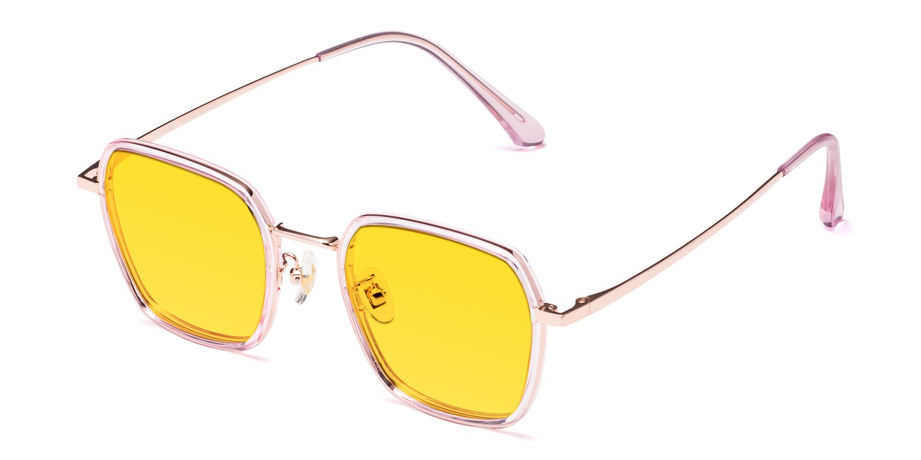 Angle of Kelly in Pink-Rose Gold with Yellow Tinted Lenses