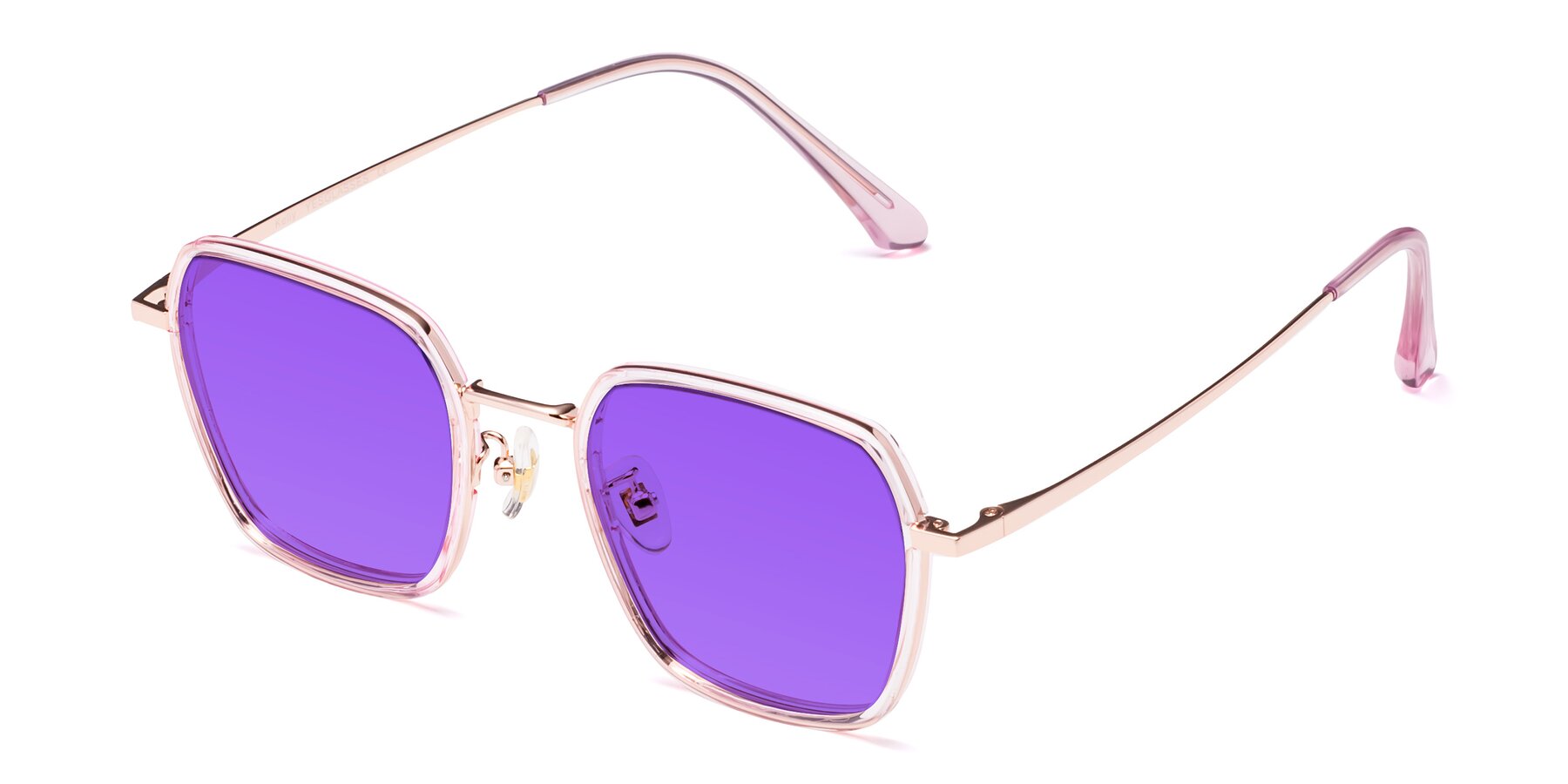 Angle of Kelly in Pink-Rose Gold with Purple Tinted Lenses