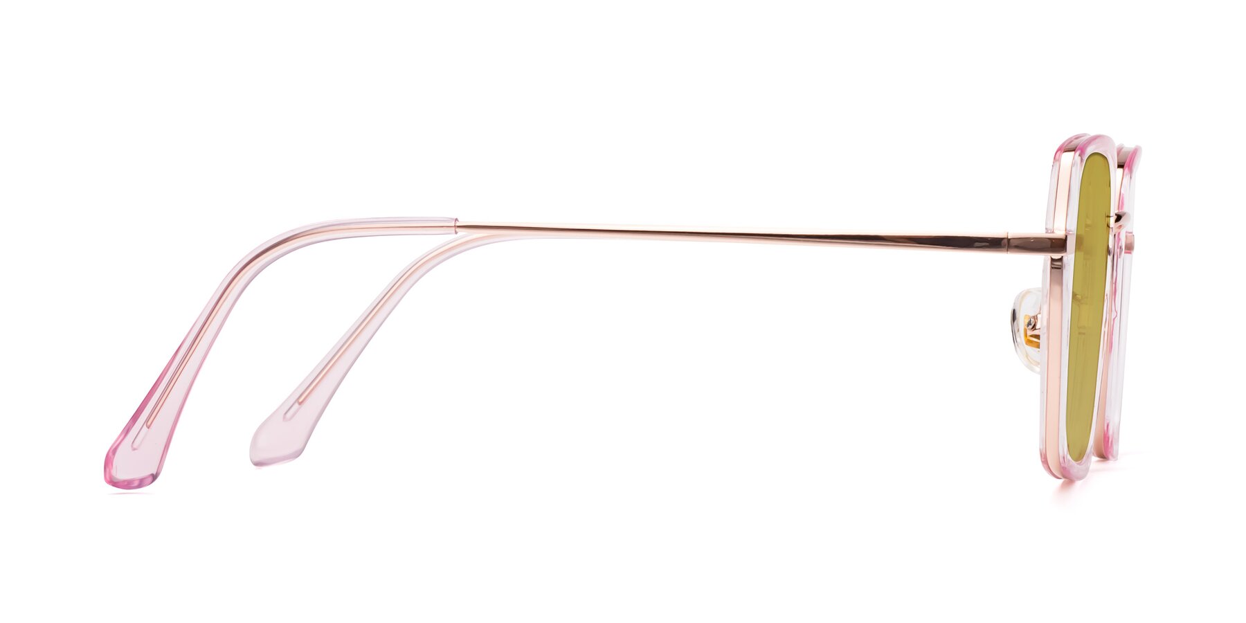 Side of Kelly in Pink-Rose Gold with Champagne Tinted Lenses