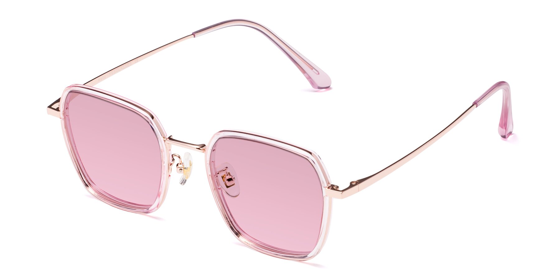 Angle of Kelly in Pink-Rose Gold with Light Wine Tinted Lenses