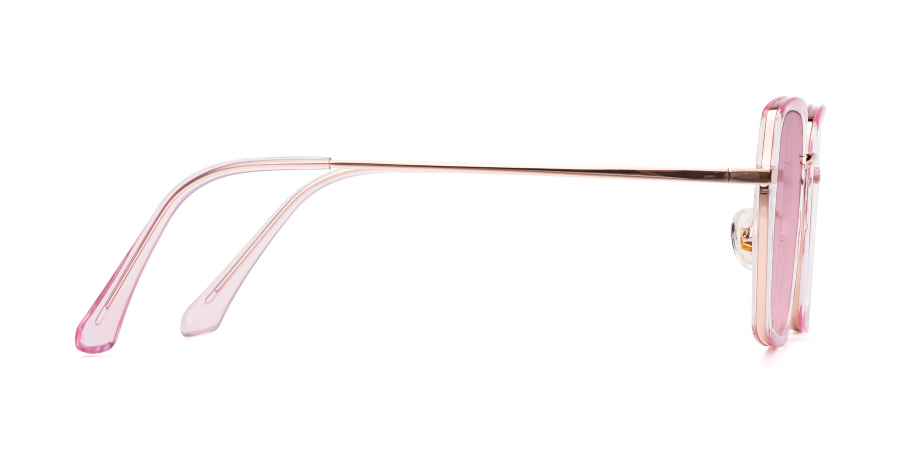 Side of Kelly in Pink-Rose Gold with Light Wine Tinted Lenses