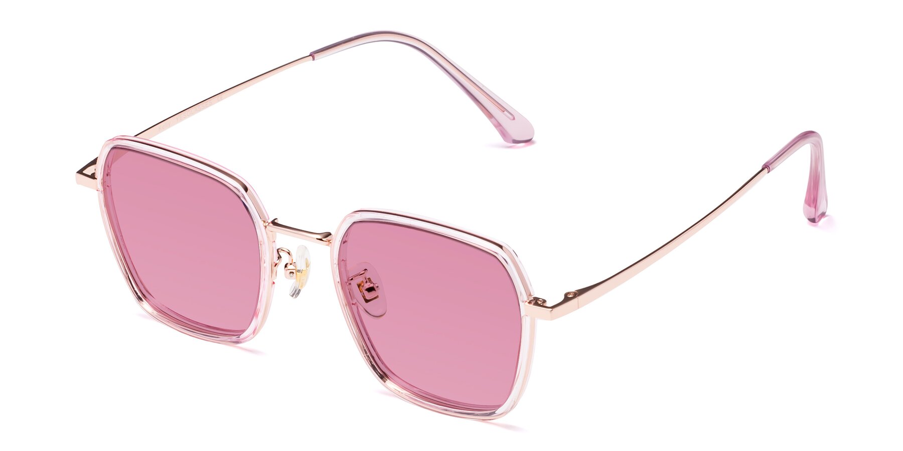 Angle of Kelly in Pink-Rose Gold with Medium Wine Tinted Lenses