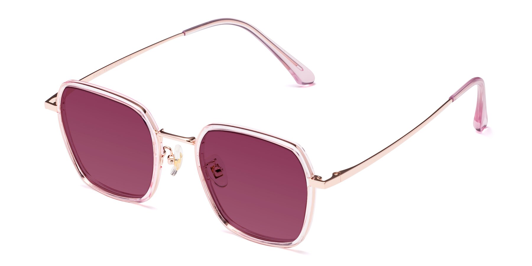 Angle of Kelly in Pink-Rose Gold with Wine Tinted Lenses