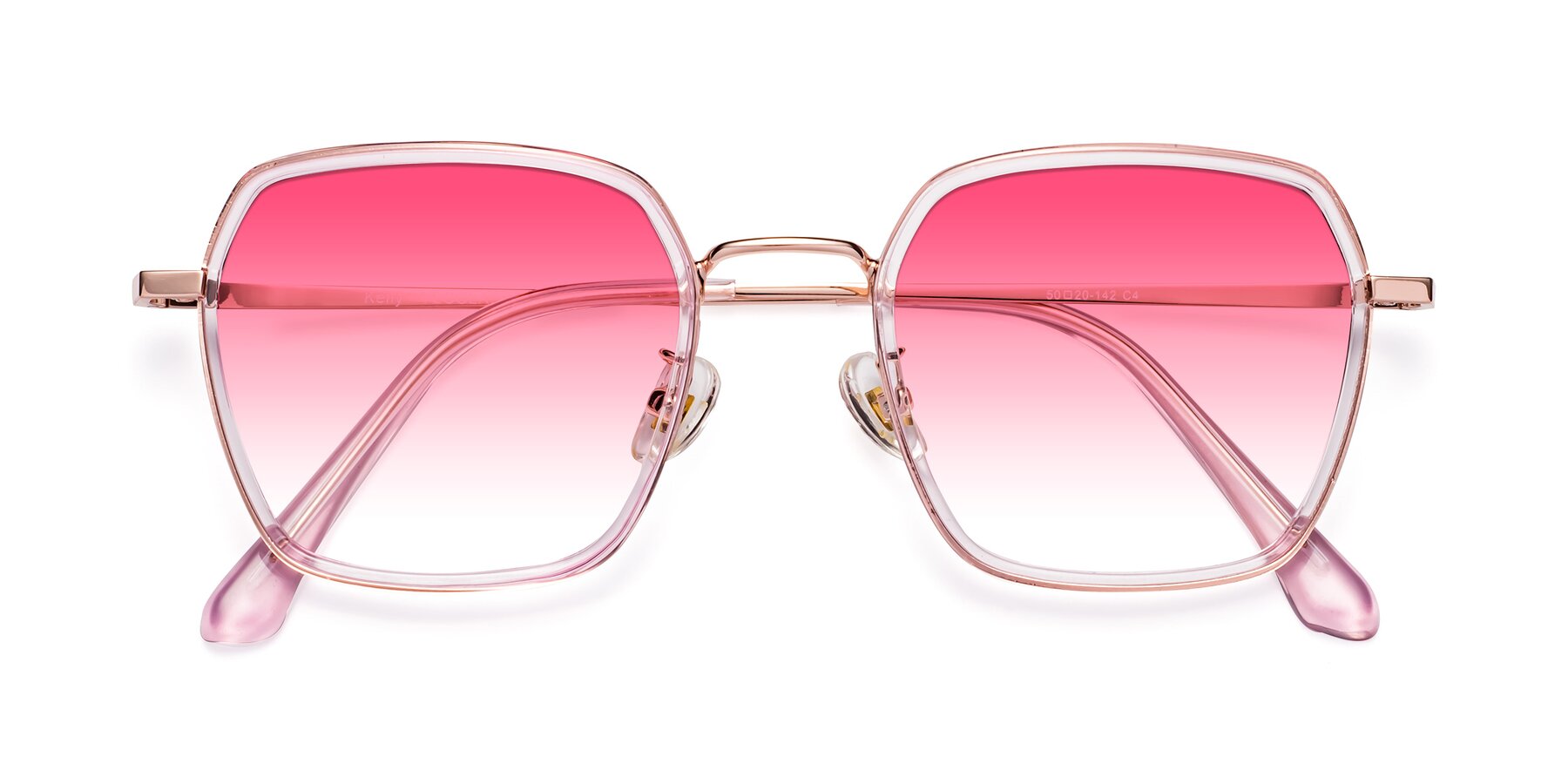 Folded Front of Kelly in Pink-Rose Gold with Pink Gradient Lenses
