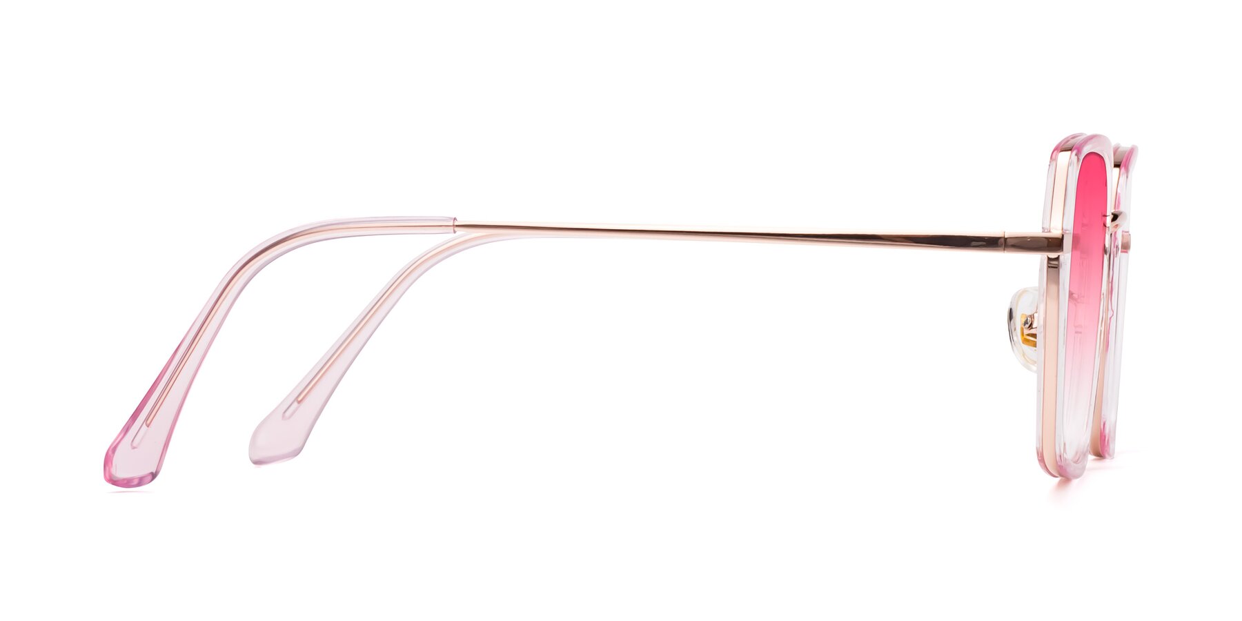 Side of Kelly in Pink-Rose Gold with Pink Gradient Lenses