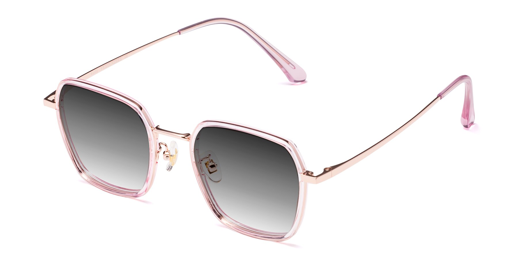 Angle of Kelly in Pink-Rose Gold with Gray Gradient Lenses
