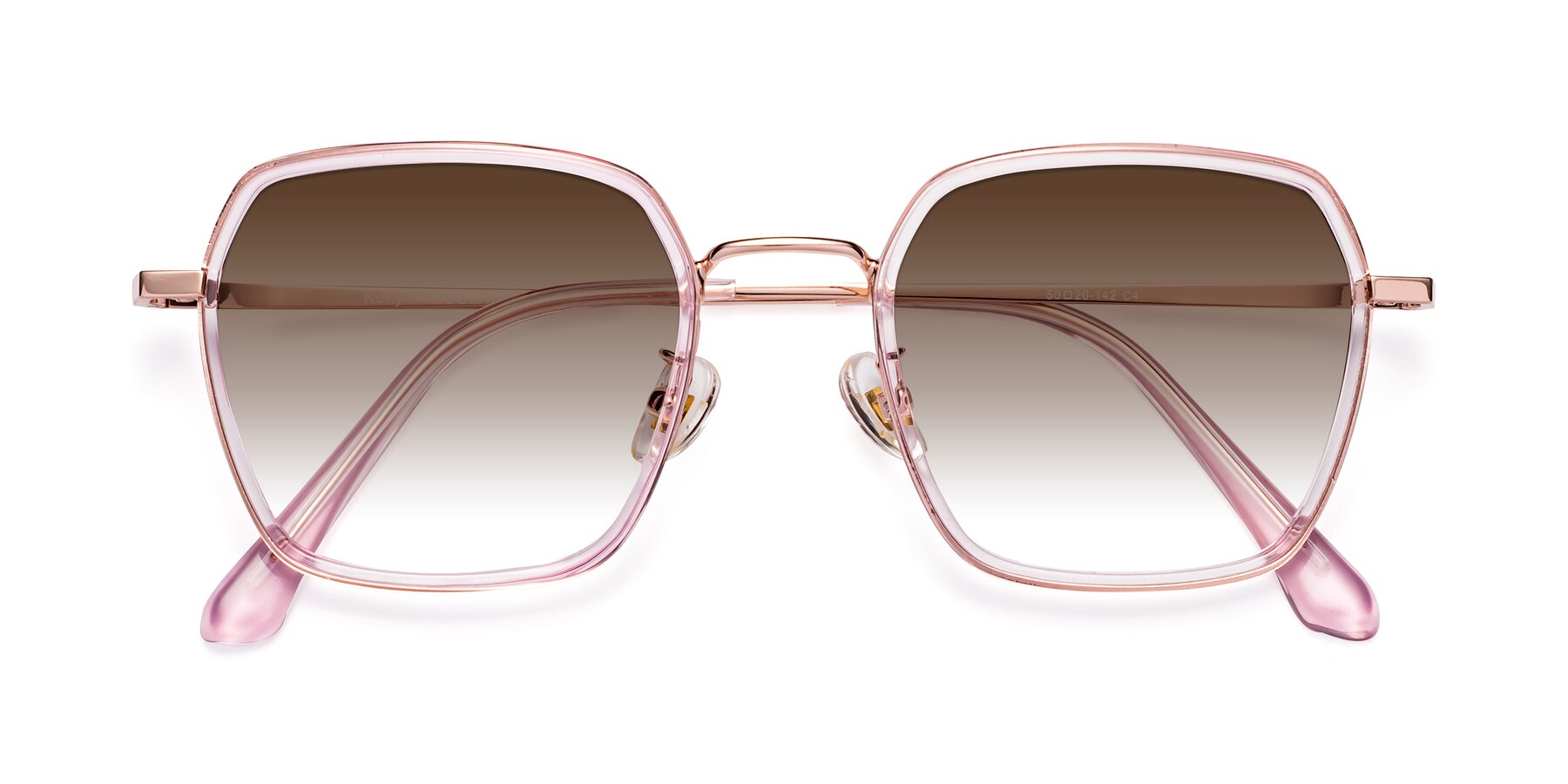 Folded Front of Kelly in Pink-Rose Gold with Brown Gradient Lenses