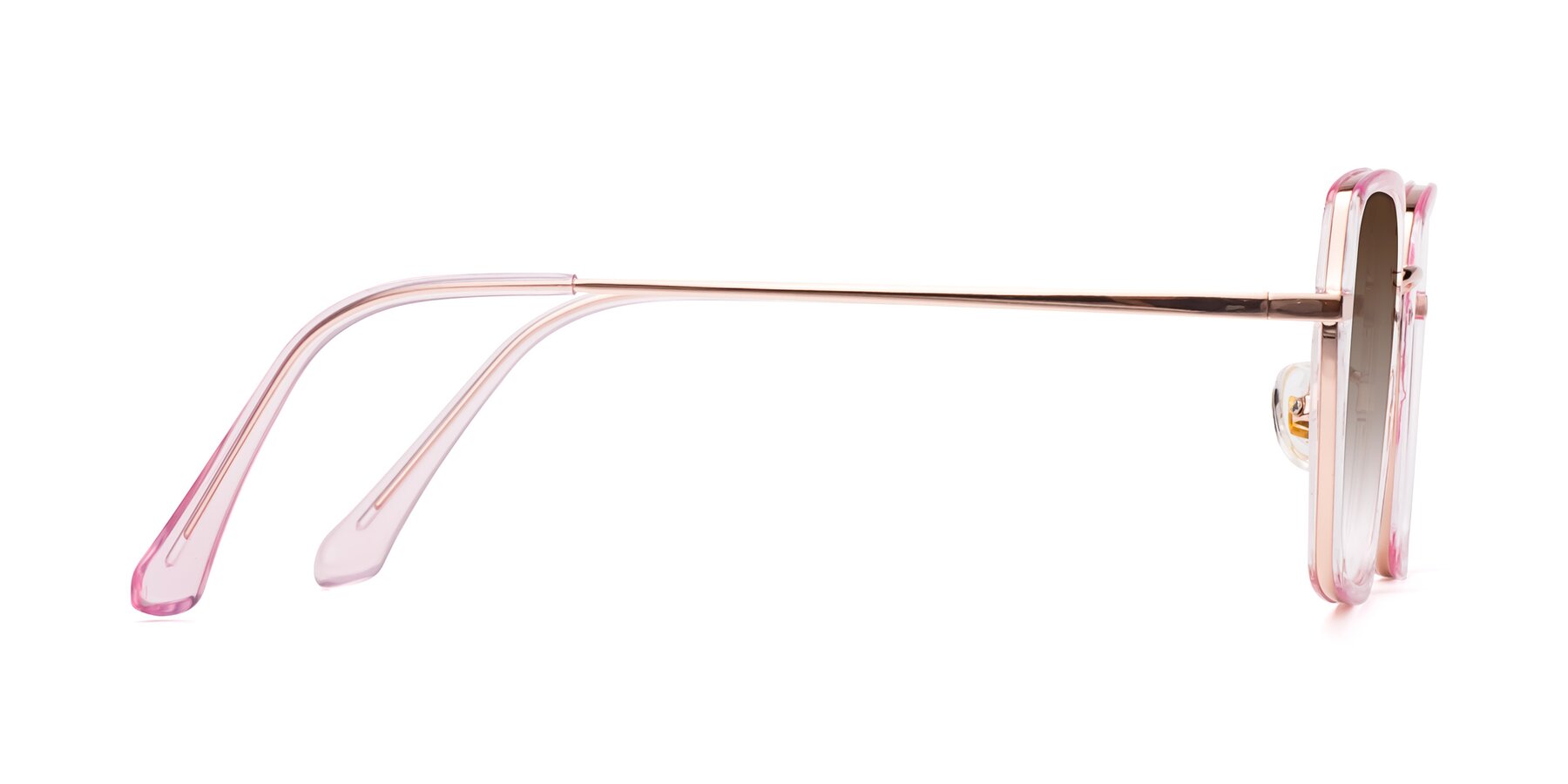 Side of Kelly in Pink-Rose Gold with Brown Gradient Lenses