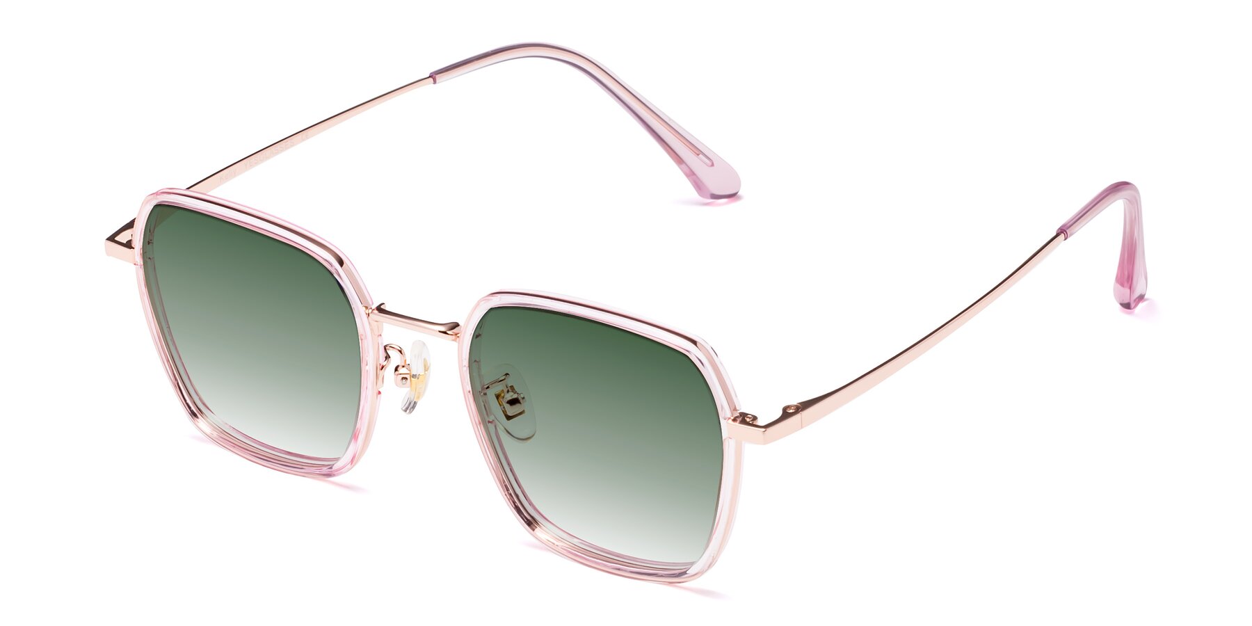Angle of Kelly in Pink-Rose Gold with Green Gradient Lenses