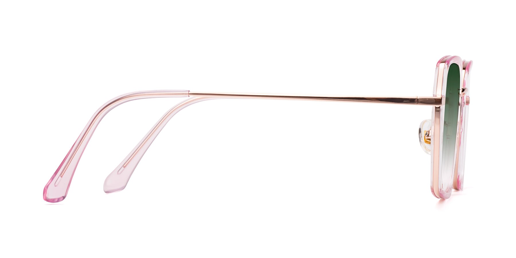 Side of Kelly in Pink-Rose Gold with Green Gradient Lenses