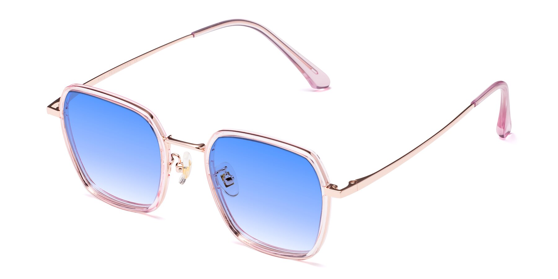 Angle of Kelly in Pink-Rose Gold with Blue Gradient Lenses