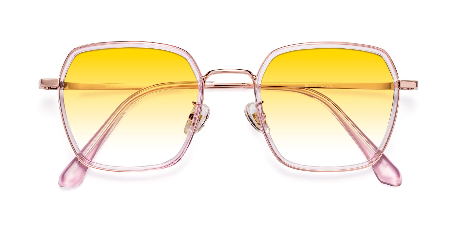 Folded Front of Kelly in Pink-Rose Gold with Yellow Gradient Lenses