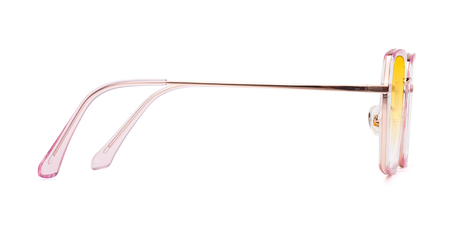 Side of Kelly in Pink-Rose Gold with Yellow Gradient Lenses