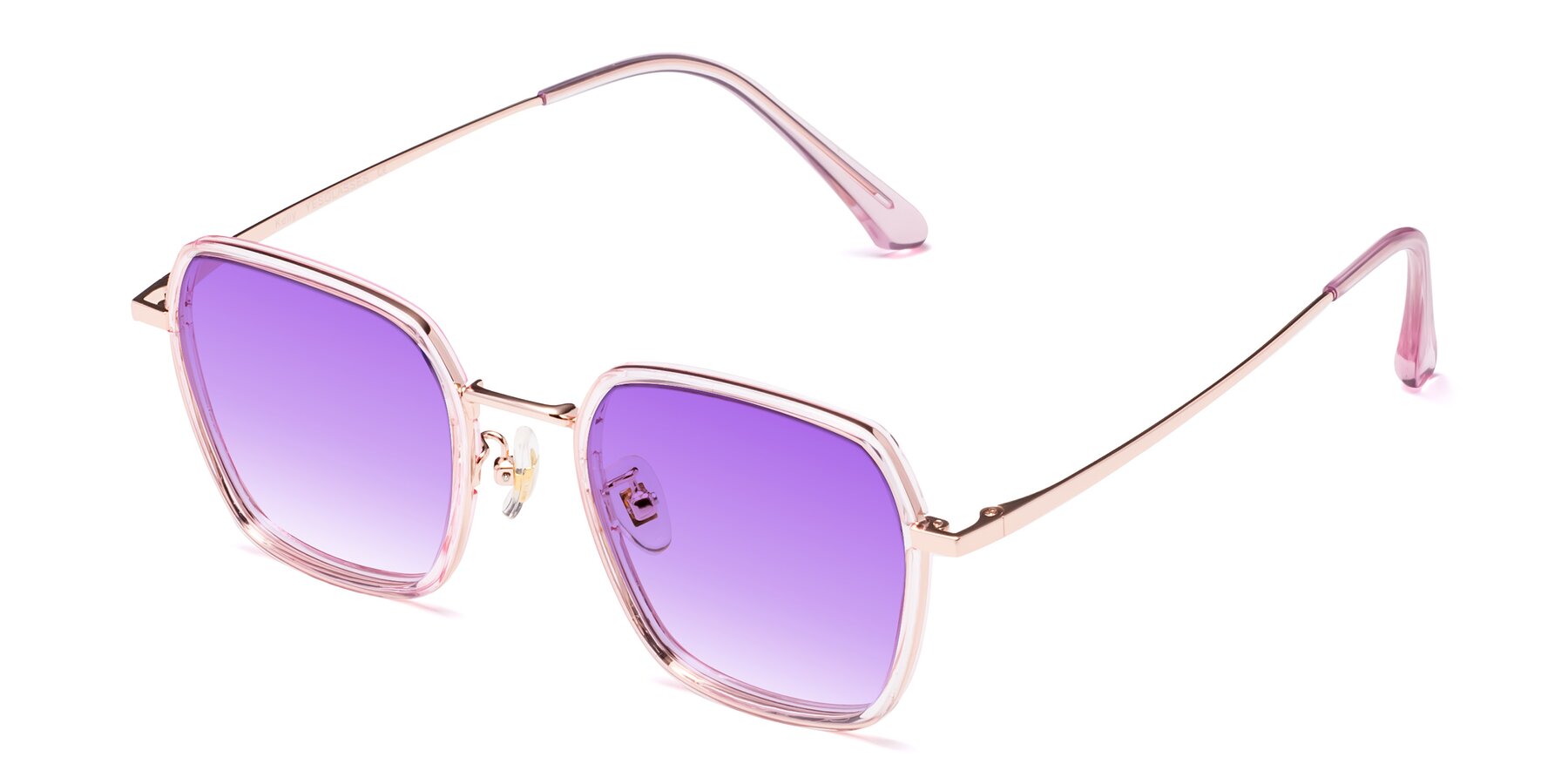 Angle of Kelly in Pink-Rose Gold with Purple Gradient Lenses