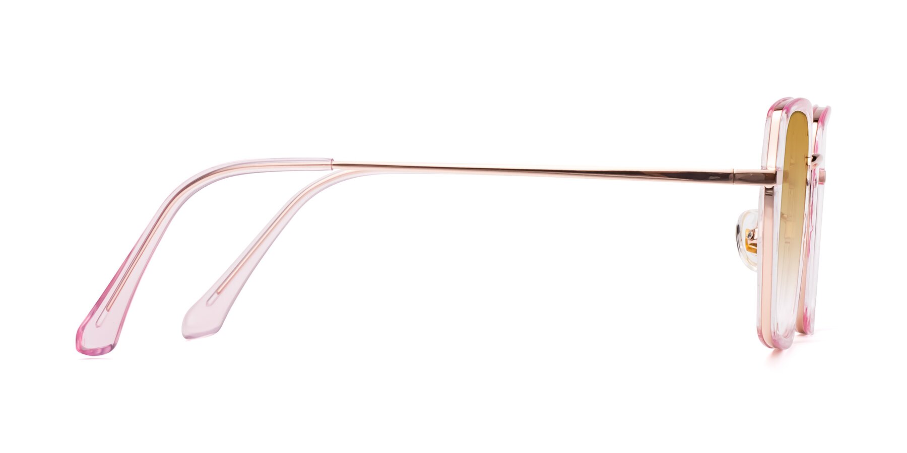 Side of Kelly in Pink-Rose Gold with Champagne Gradient Lenses