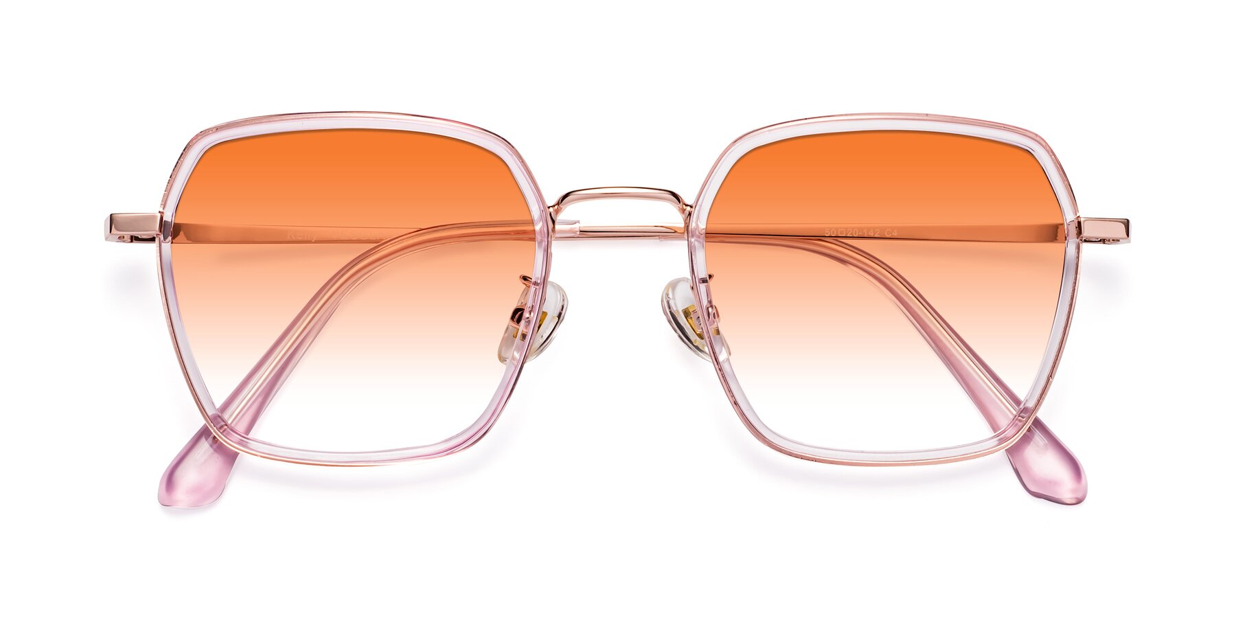 Folded Front of Kelly in Pink-Rose Gold with Orange Gradient Lenses