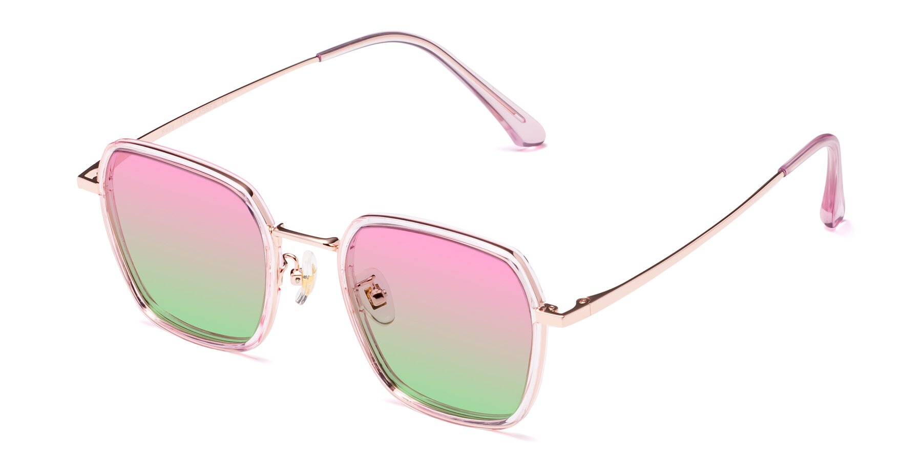 Angle of Kelly in Pink-Rose Gold with Pink / Green Gradient Lenses