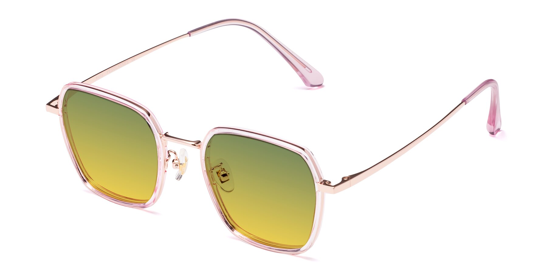 Angle of Kelly in Pink-Rose Gold with Green / Yellow Gradient Lenses