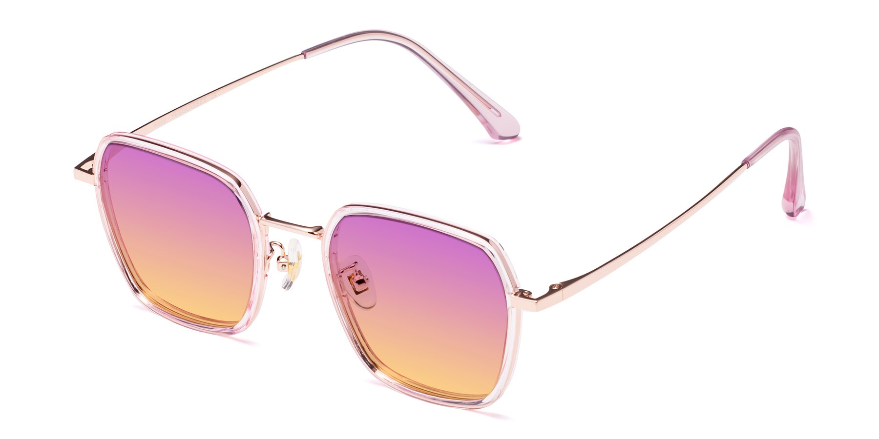 Angle of Kelly in Pink-Rose Gold with Purple / Yellow Gradient Lenses