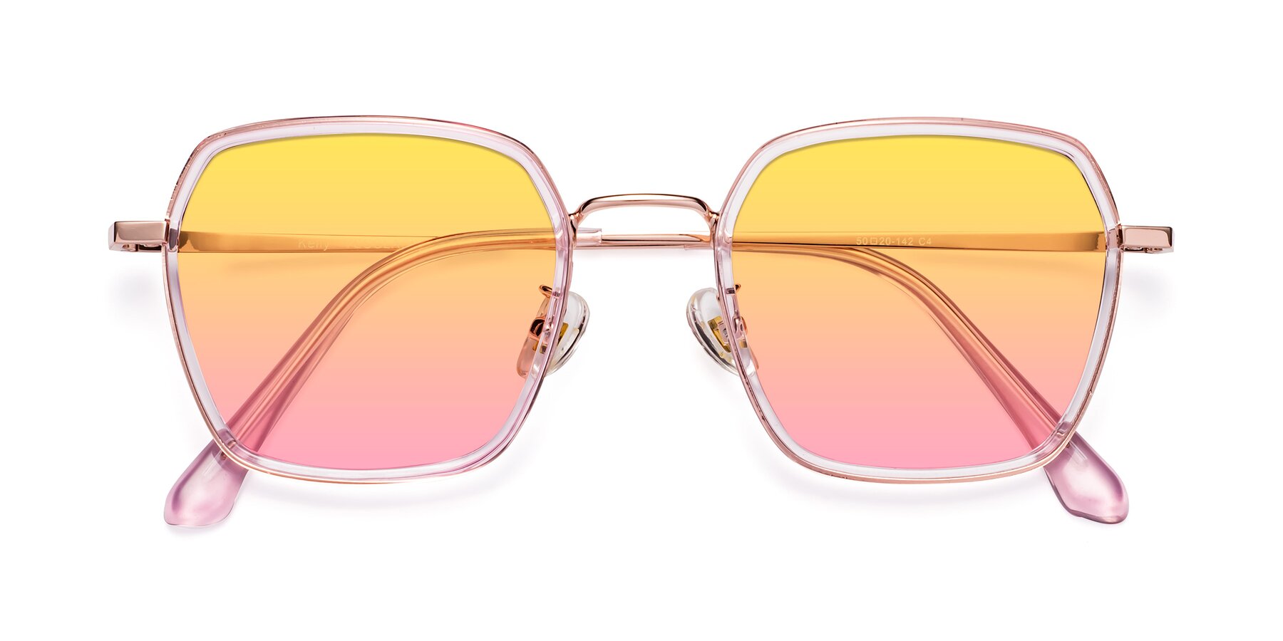 Folded Front of Kelly in Pink-Rose Gold with Yellow / Pink Gradient Lenses