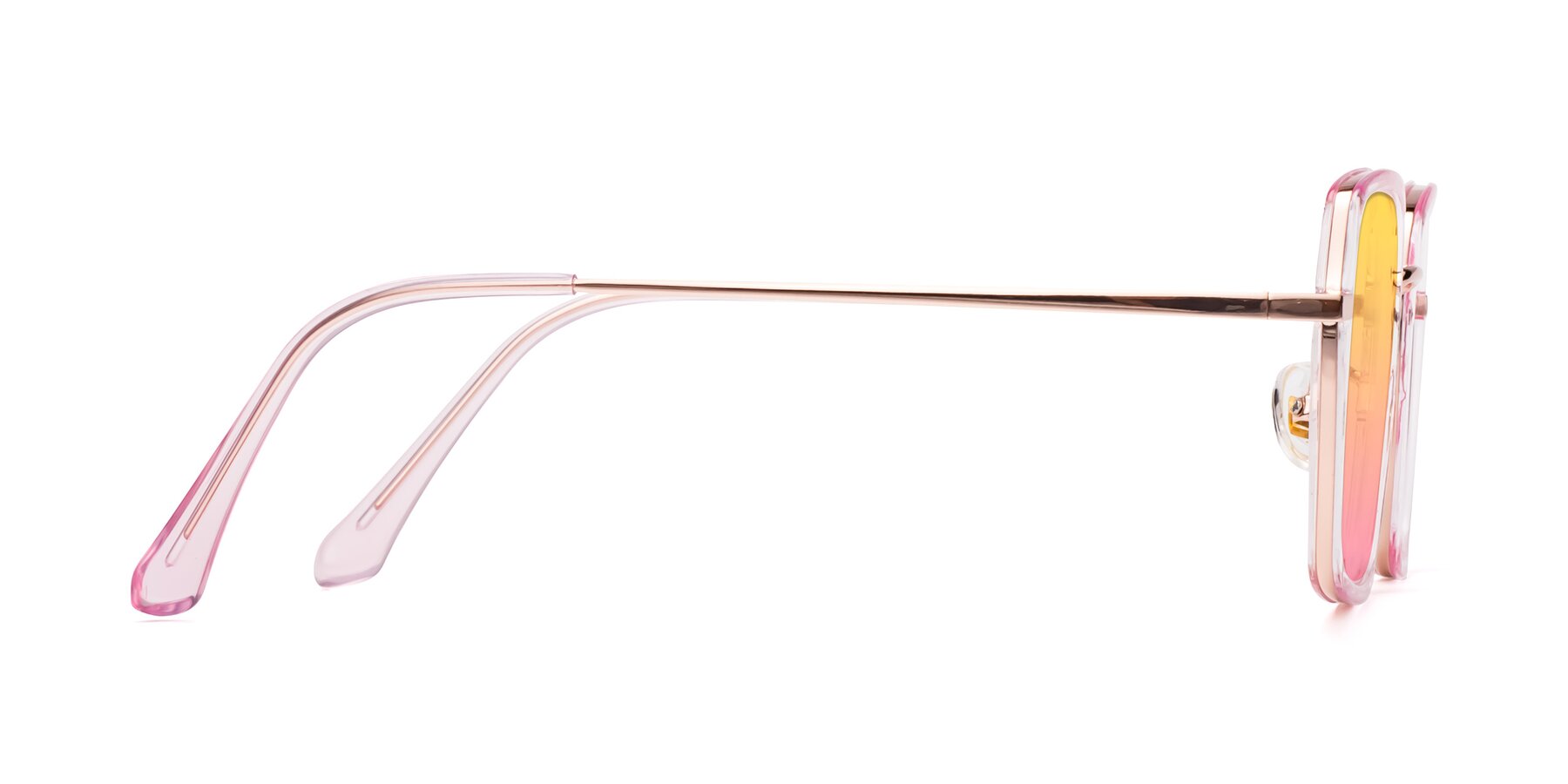 Side of Kelly in Pink-Rose Gold with Yellow / Pink Gradient Lenses