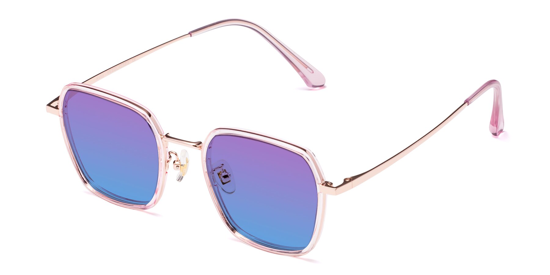 Angle of Kelly in Pink-Rose Gold with Purple / Blue Gradient Lenses