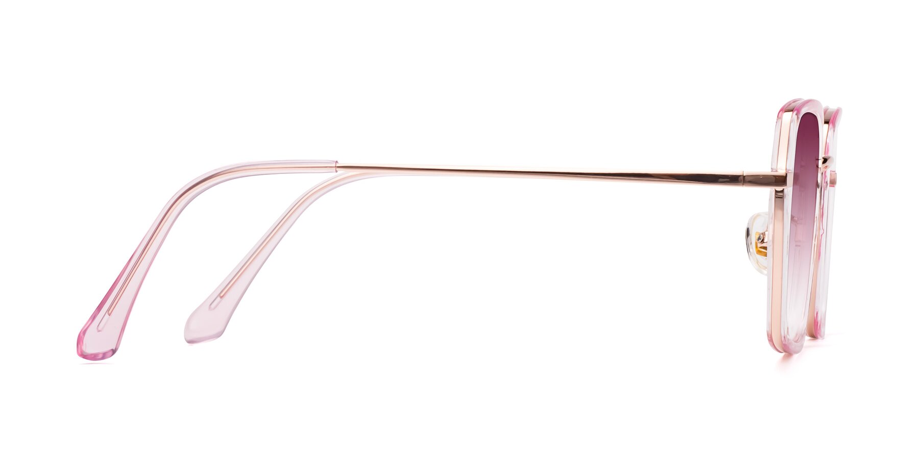 Side of Kelly in Pink-Rose Gold with Wine Gradient Lenses