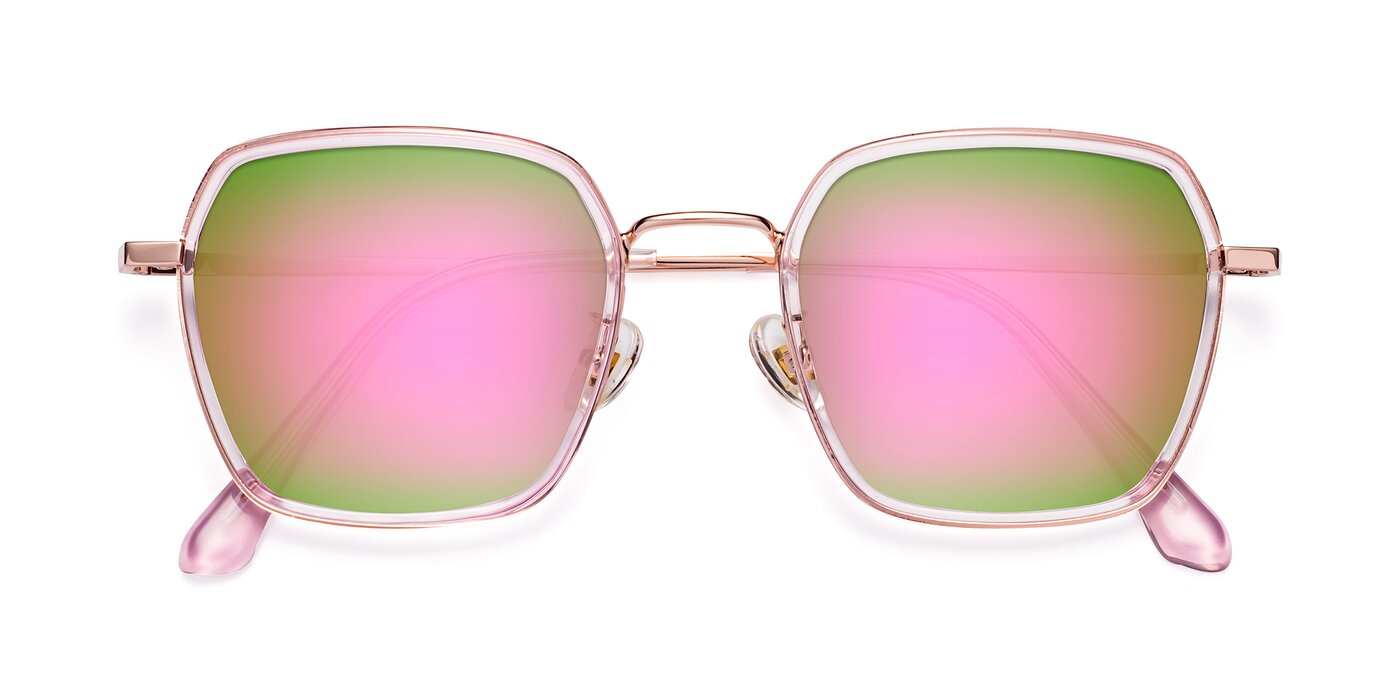 Kelly - Pink / Rose Gold Flash Mirrored Sunglasses