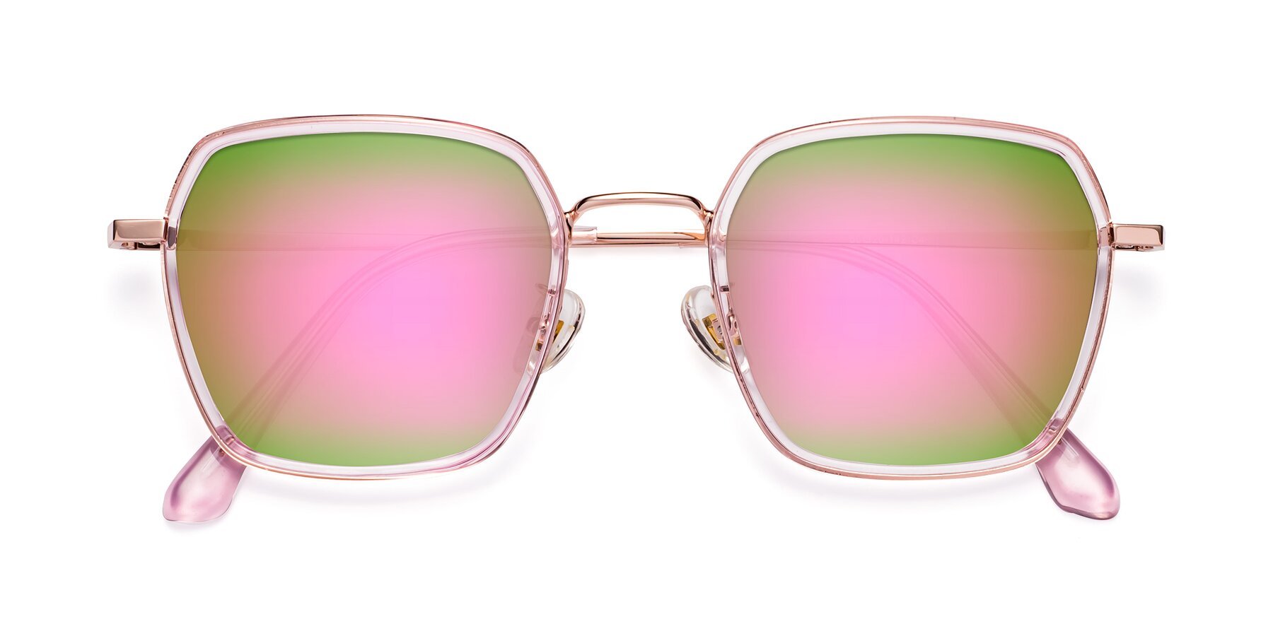 Folded Front of Kelly in Pink-Rose Gold with Pink Mirrored Lenses