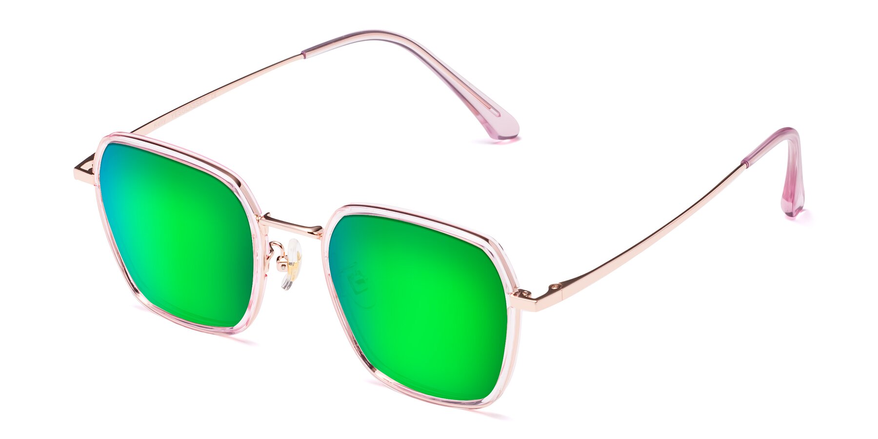Angle of Kelly in Pink-Rose Gold with Green Mirrored Lenses