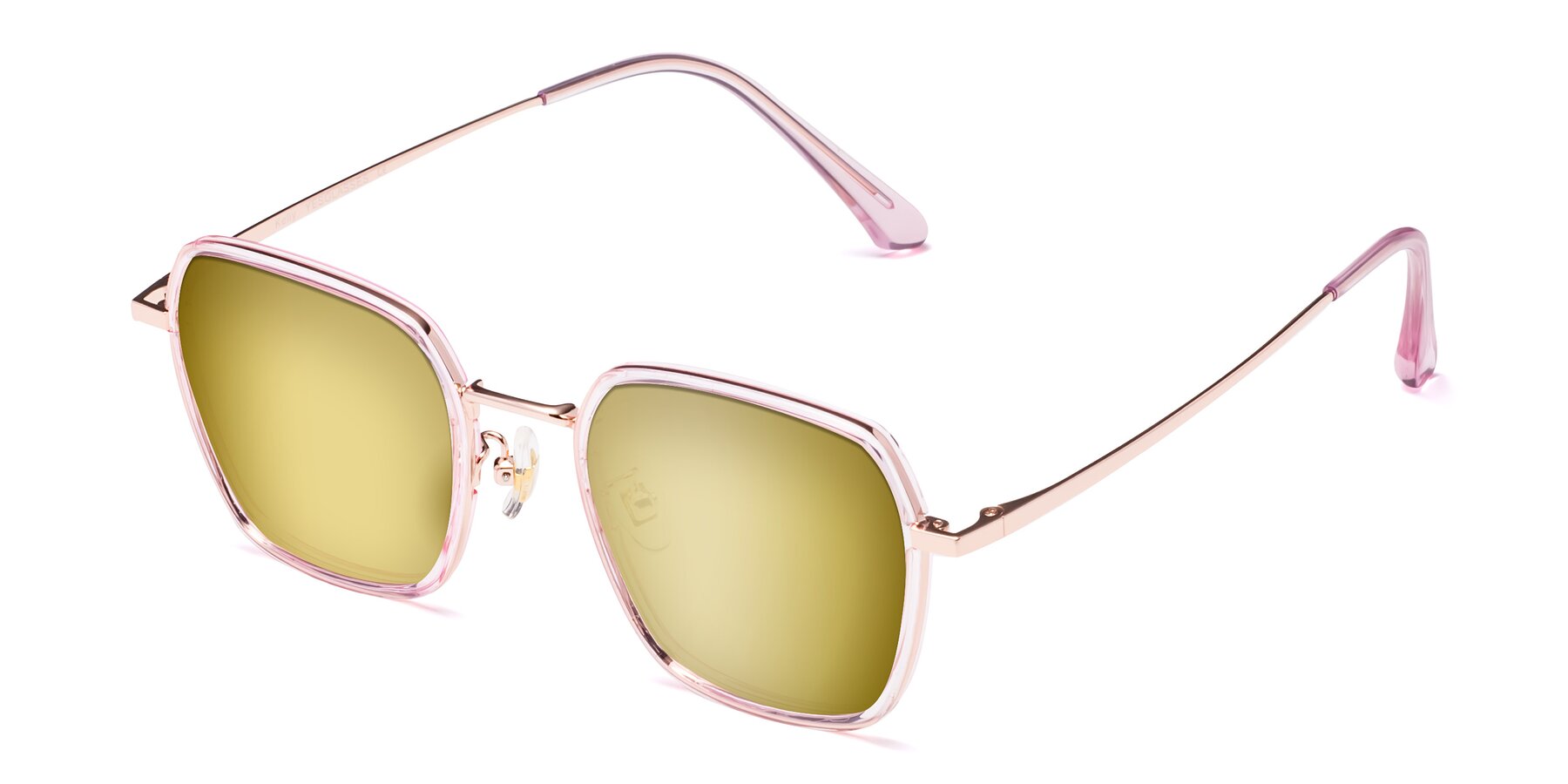 Angle of Kelly in Pink-Rose Gold with Gold Mirrored Lenses