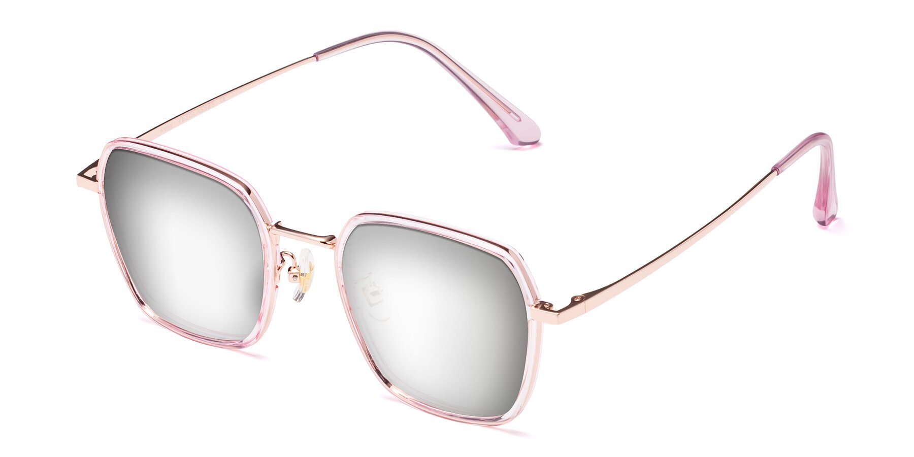 Angle of Kelly in Pink-Rose Gold with Silver Mirrored Lenses