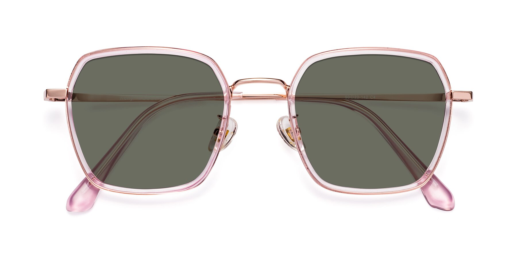Folded Front of Kelly in Pink-Rose Gold with Gray Polarized Lenses