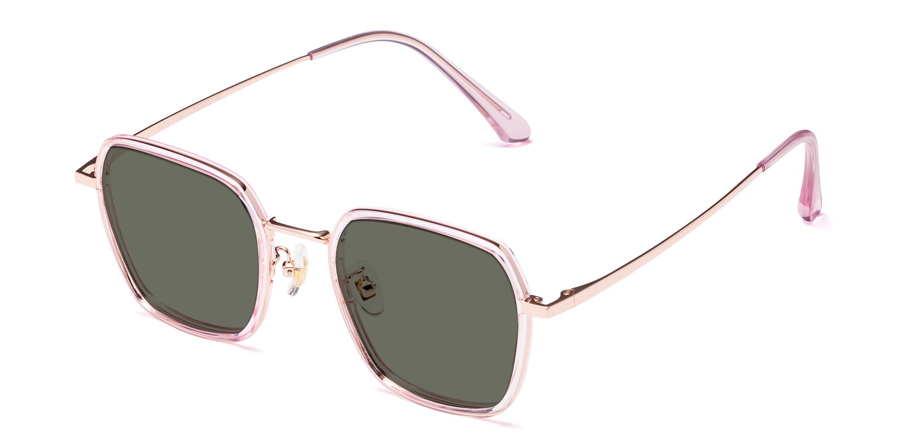 Angle of Kelly in Pink-Rose Gold with Gray Polarized Lenses