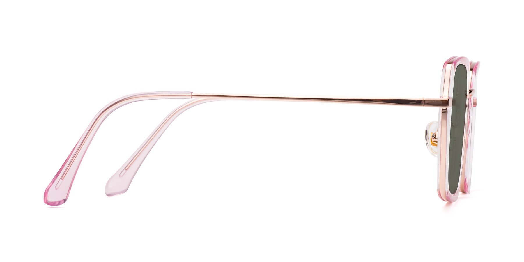 Side of Kelly in Pink-Rose Gold with Gray Polarized Lenses