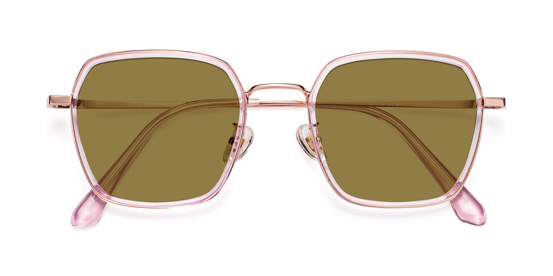 Folded Front of Kelly in Pink-Rose Gold with Brown Polarized Lenses