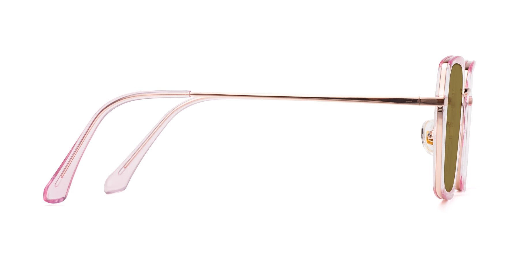 Side of Kelly in Pink-Rose Gold with Brown Polarized Lenses