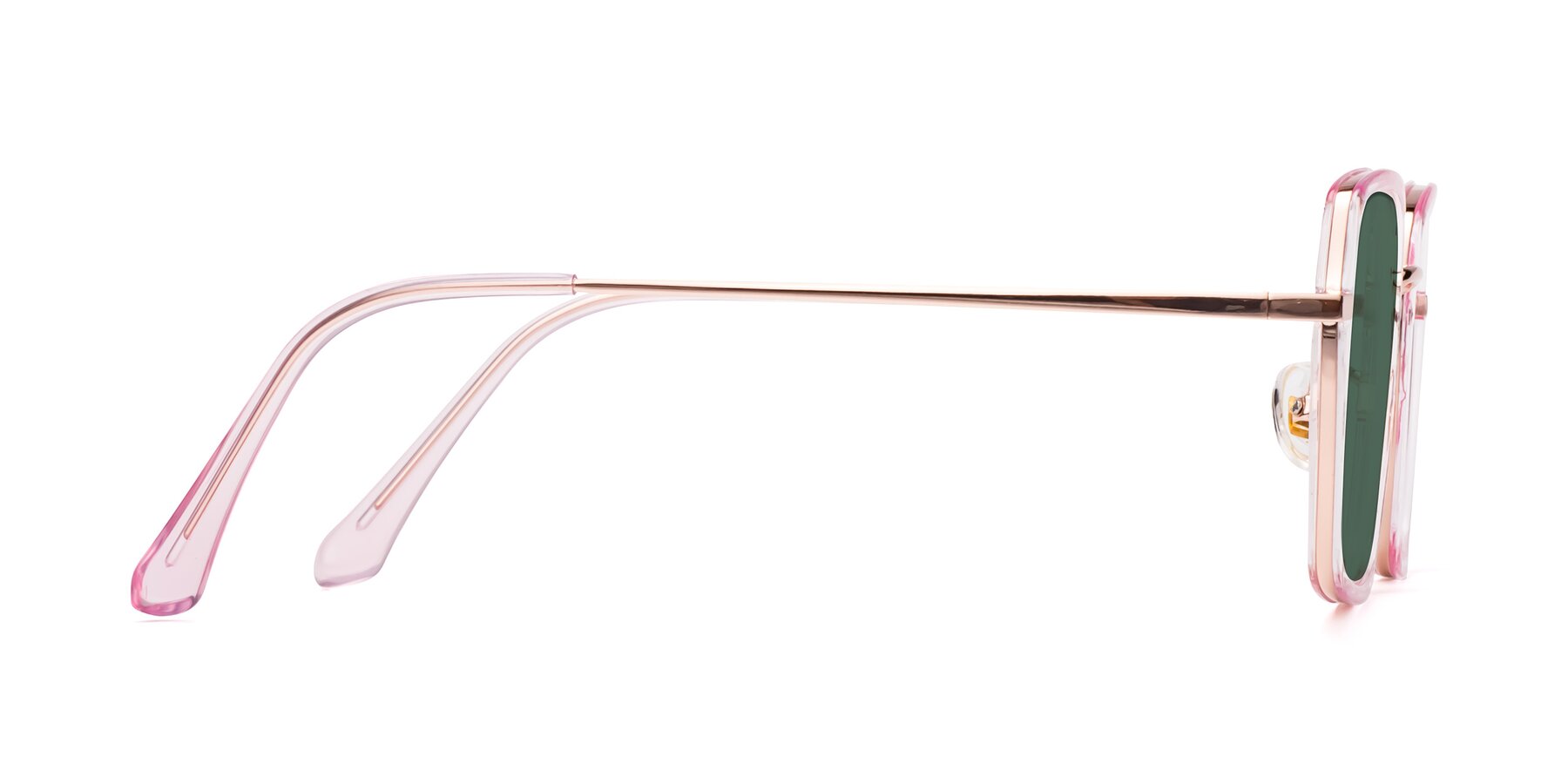Side of Kelly in Pink-Rose Gold with Green Polarized Lenses