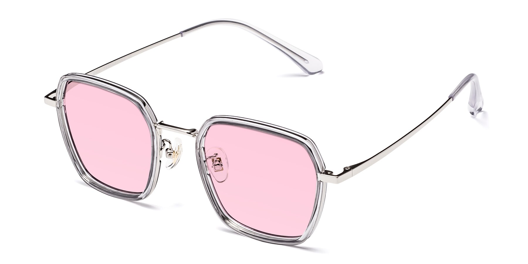 Angle of Kelly in Light Gray-Silver with Light Pink Tinted Lenses
