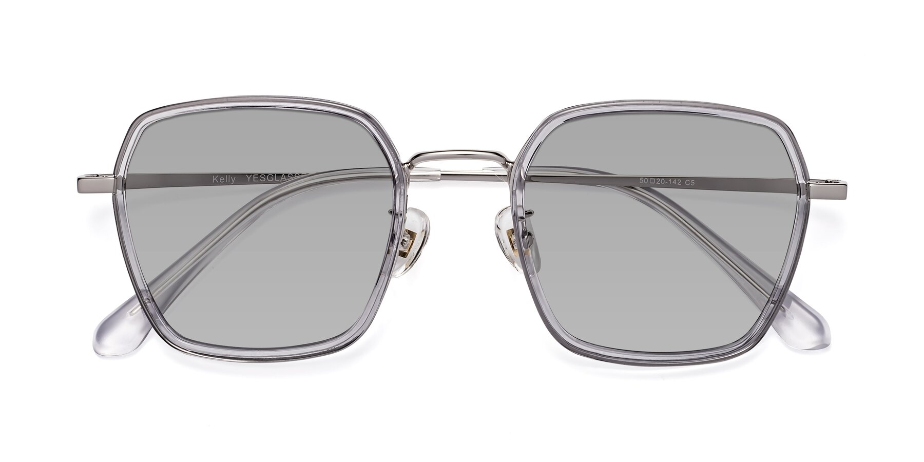 Folded Front of Kelly in Light Gray-Silver with Light Gray Tinted Lenses