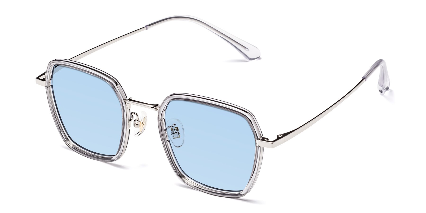 Angle of Kelly in Light Gray-Silver with Light Blue Tinted Lenses