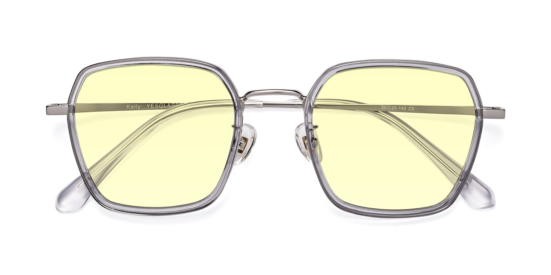 Folded Front of Kelly in Light Gray-Silver with Light Yellow Tinted Lenses