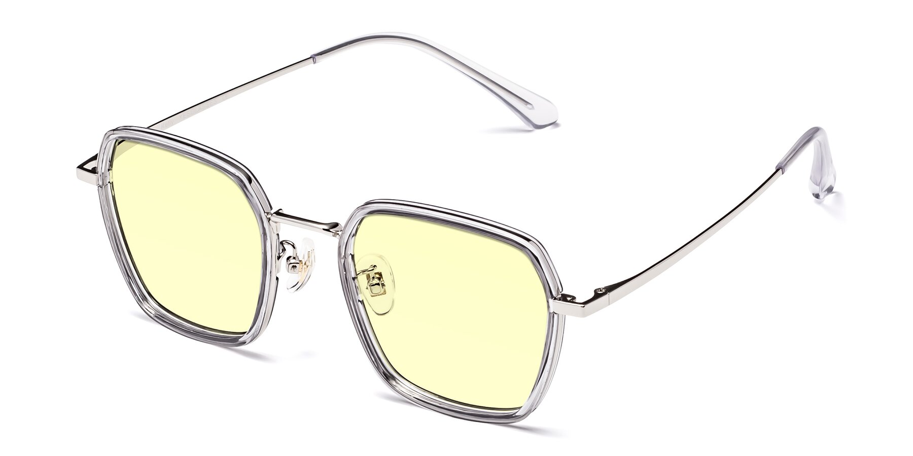 Angle of Kelly in Light Gray-Silver with Light Yellow Tinted Lenses