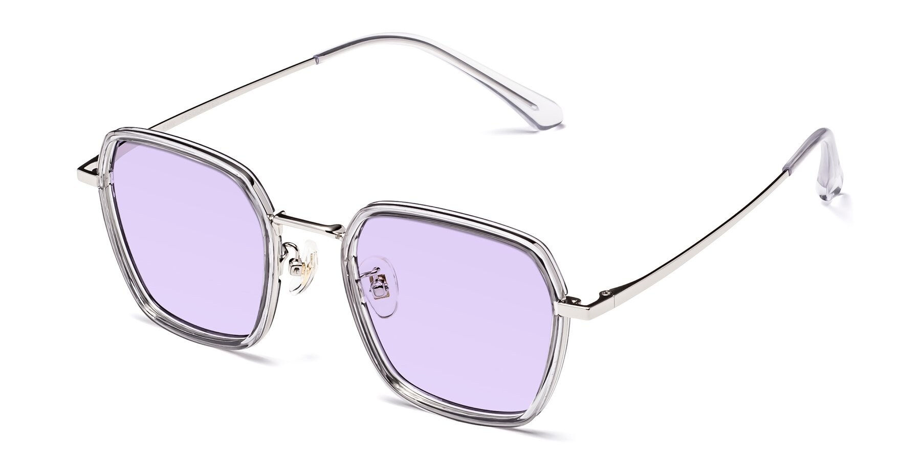 Angle of Kelly in Light Gray-Silver with Light Purple Tinted Lenses