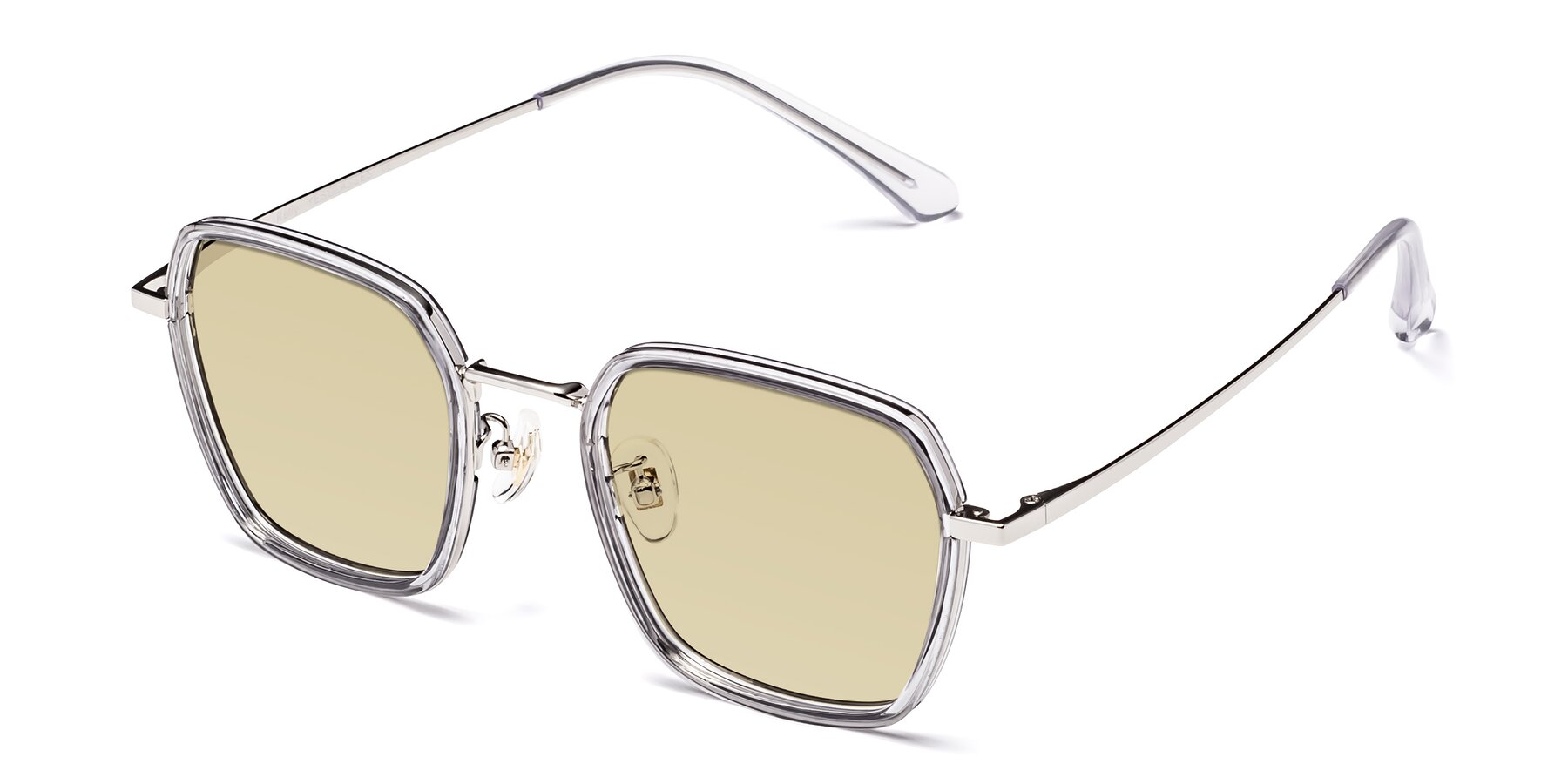 Angle of Kelly in Light Gray-Silver with Light Champagne Tinted Lenses