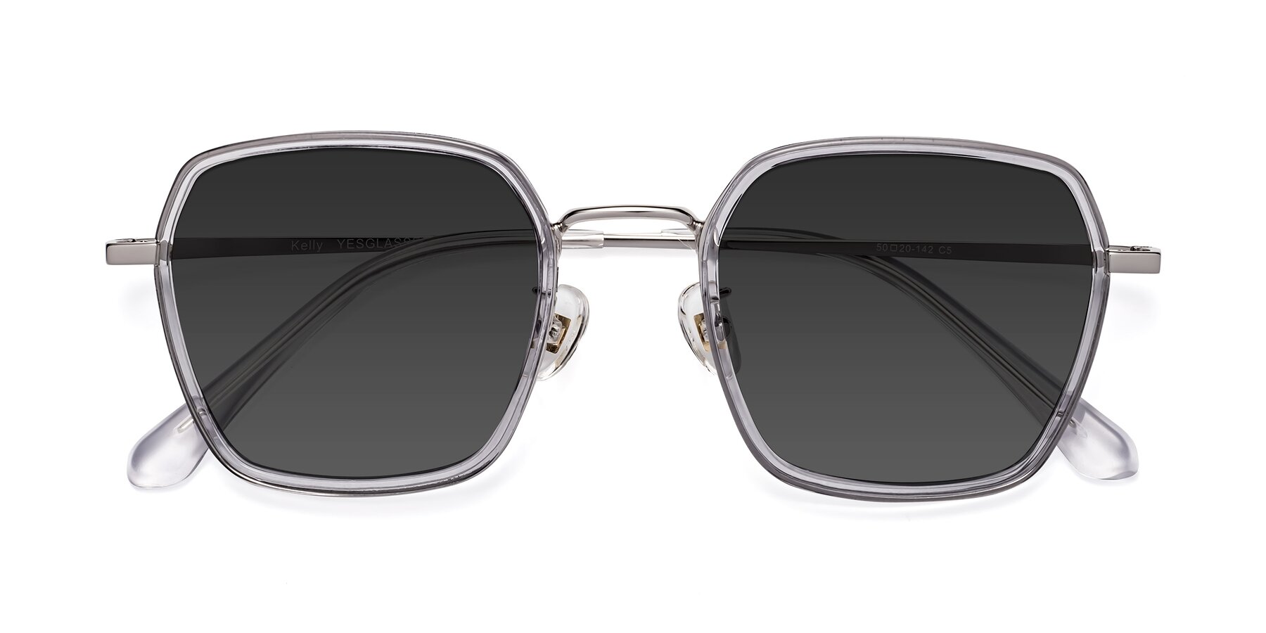 Folded Front of Kelly in Light Gray-Silver with Gray Tinted Lenses