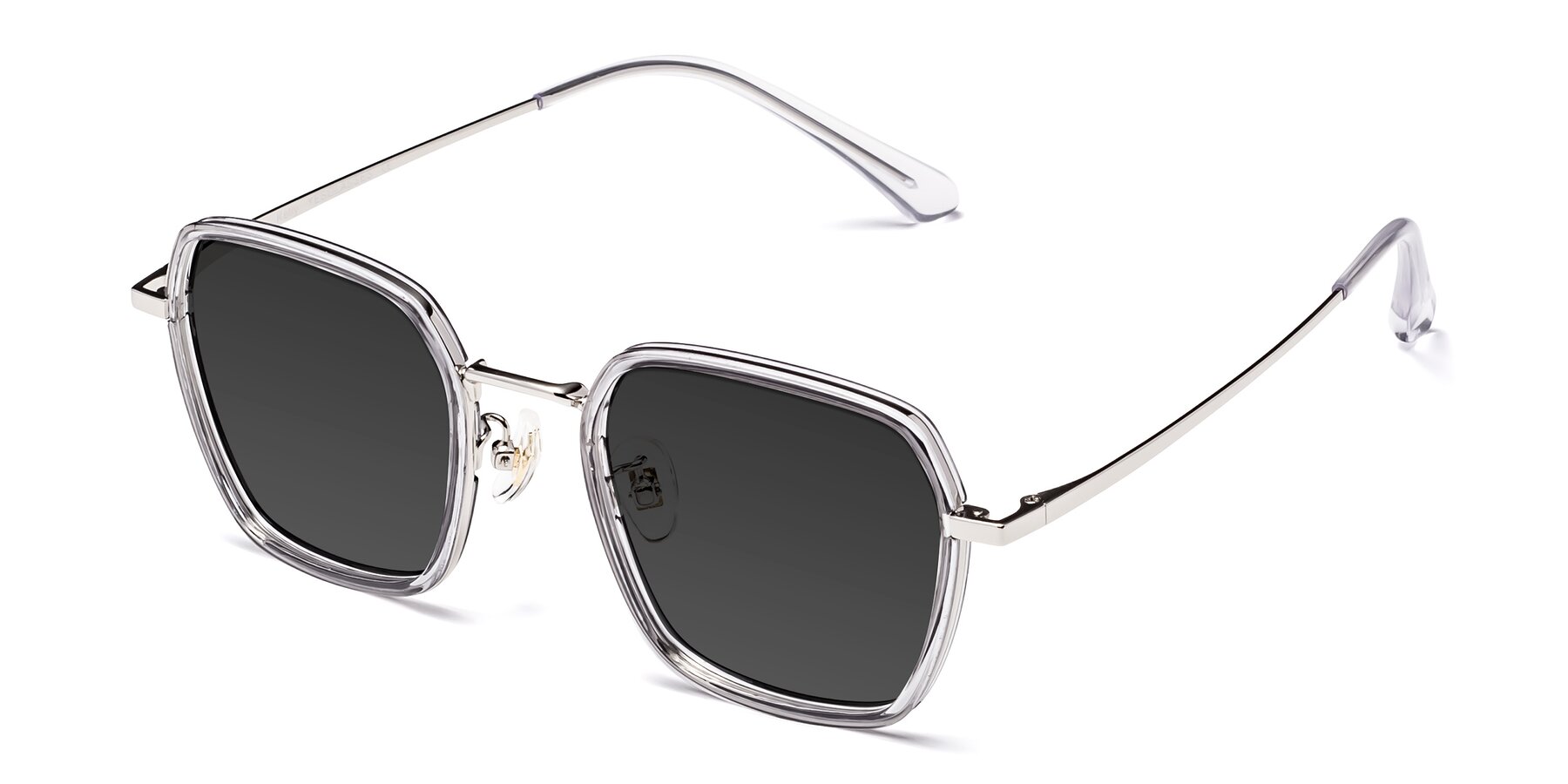 Angle of Kelly in Light Gray-Silver with Gray Tinted Lenses