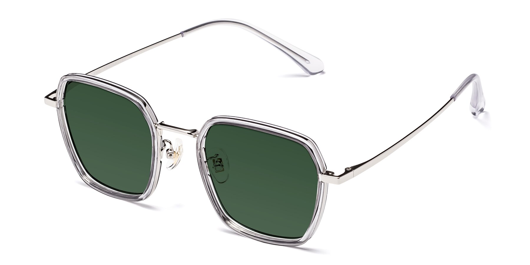 Angle of Kelly in Light Gray-Silver with Green Tinted Lenses